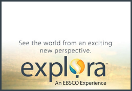 the word explora with picture of hot air balloon and faded beige background