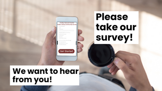 cell phone in hand with survey on phone's screen