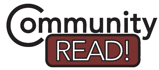 the words Community Read with a large c in black with red background
