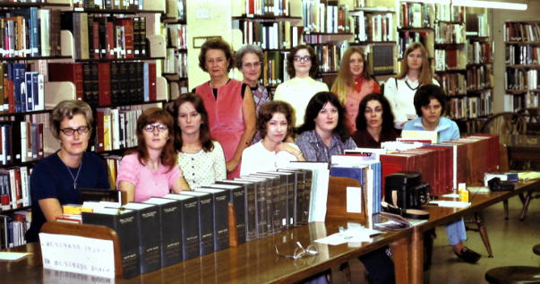 group photo of librarians from the 70's